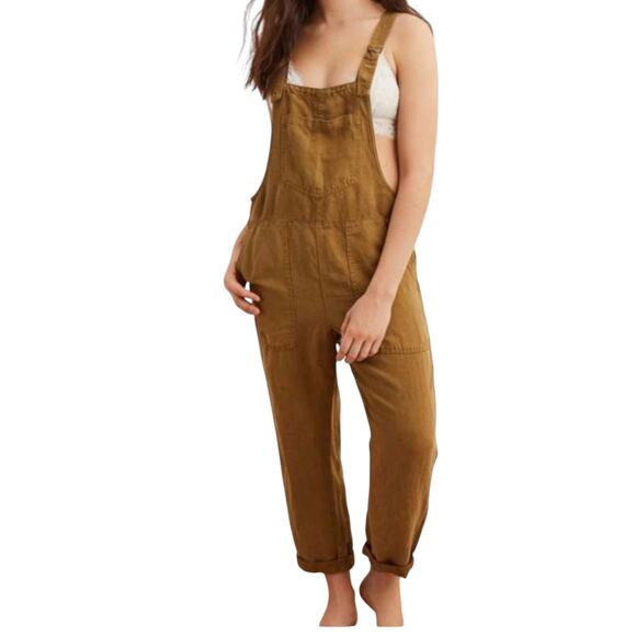 Aerie Werk and Play Corduroy Overalls Bib Cord Overalls Size M Raw Fray Hem - Picture 4 of 13